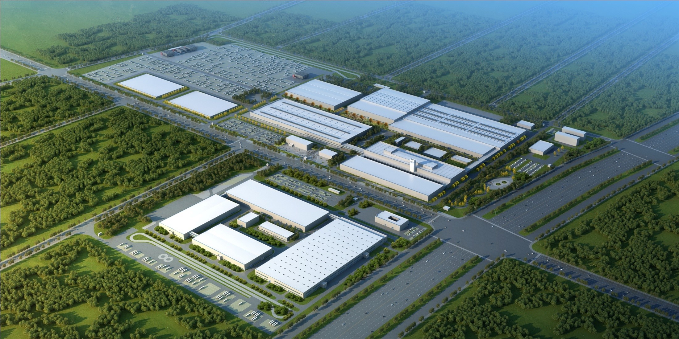 av直播
莱西平度公司北汽新能源汽车莱西生产基地二期项目效果图